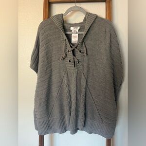 Motherhood Maternity Gray Lace-Up V-Neck Cable Knit Sweater